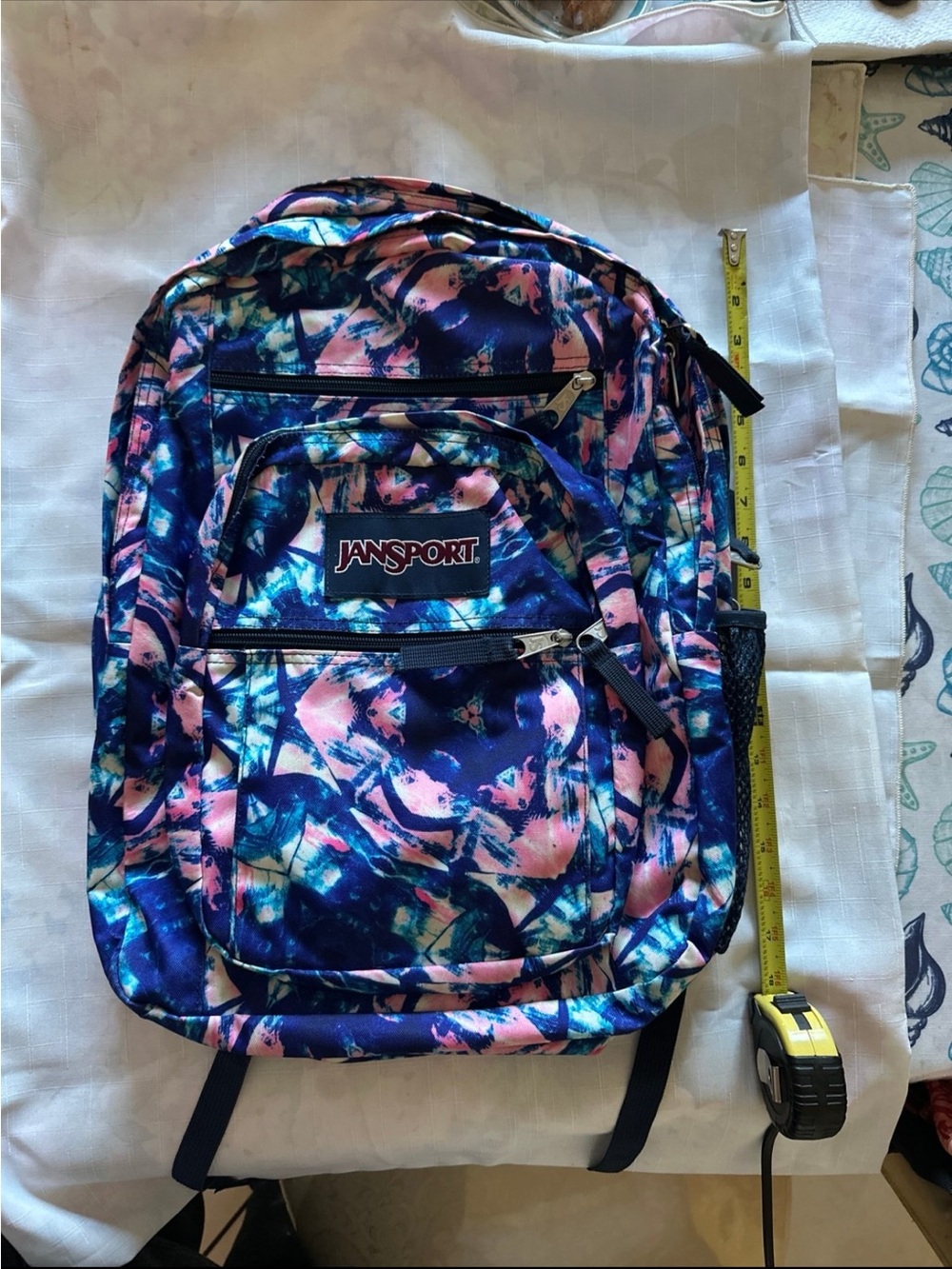 Jansport Navy and Pink Abstract Print Backpack